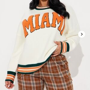 Fashion Nova Miami Sweater - White, Orange, and Green